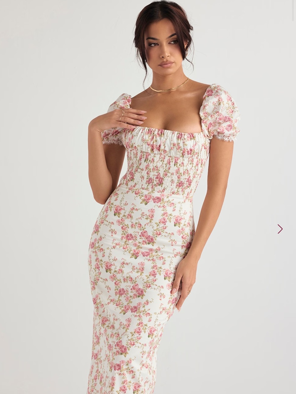 House of CB BELLUCCI Rose Print Shirred Sundress Size S